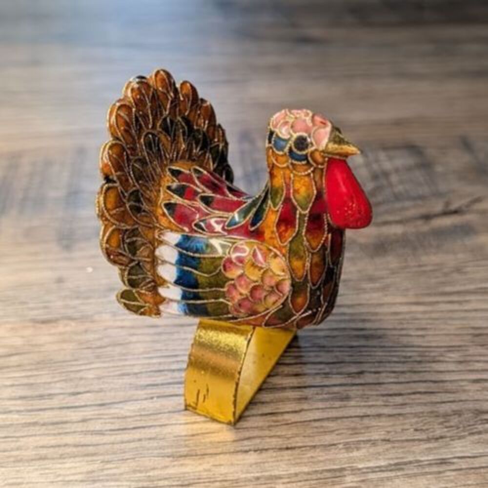 Vintage Cloisonné Turkey Napkin Ring Replacement EUC!  Beautiful Coloration!